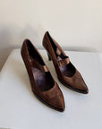 Mushroom Leather Mary Jane Pumps | Size 38