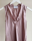 Mauve Silk Sleeveless Draped Top