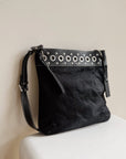 Ebony Studded Leather Pony Hair Bucket Bag