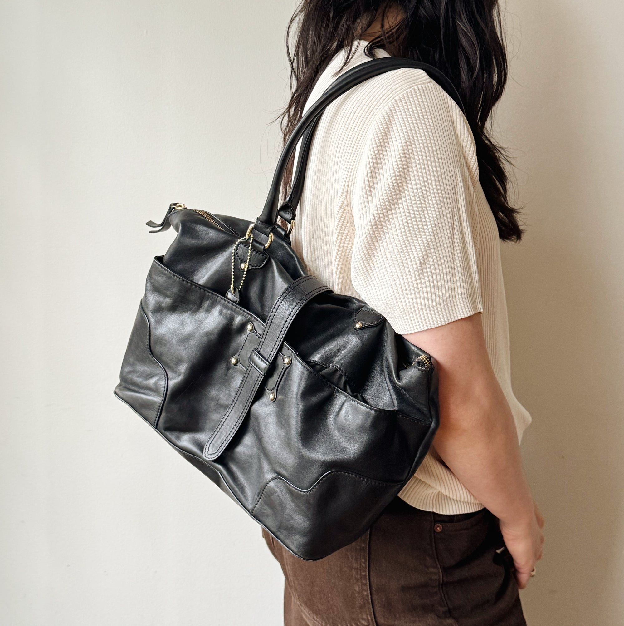 Onyx Leather Satchel Bag - Hey Jude