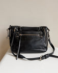 Onyx Silver Hardware Leather Crossbody Bag
