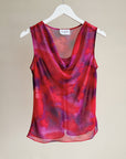 Berry Marbled Cowl Neck Sheer Top - Hey Jude