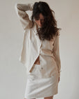 Cream Micro Waffle Silk Blouse