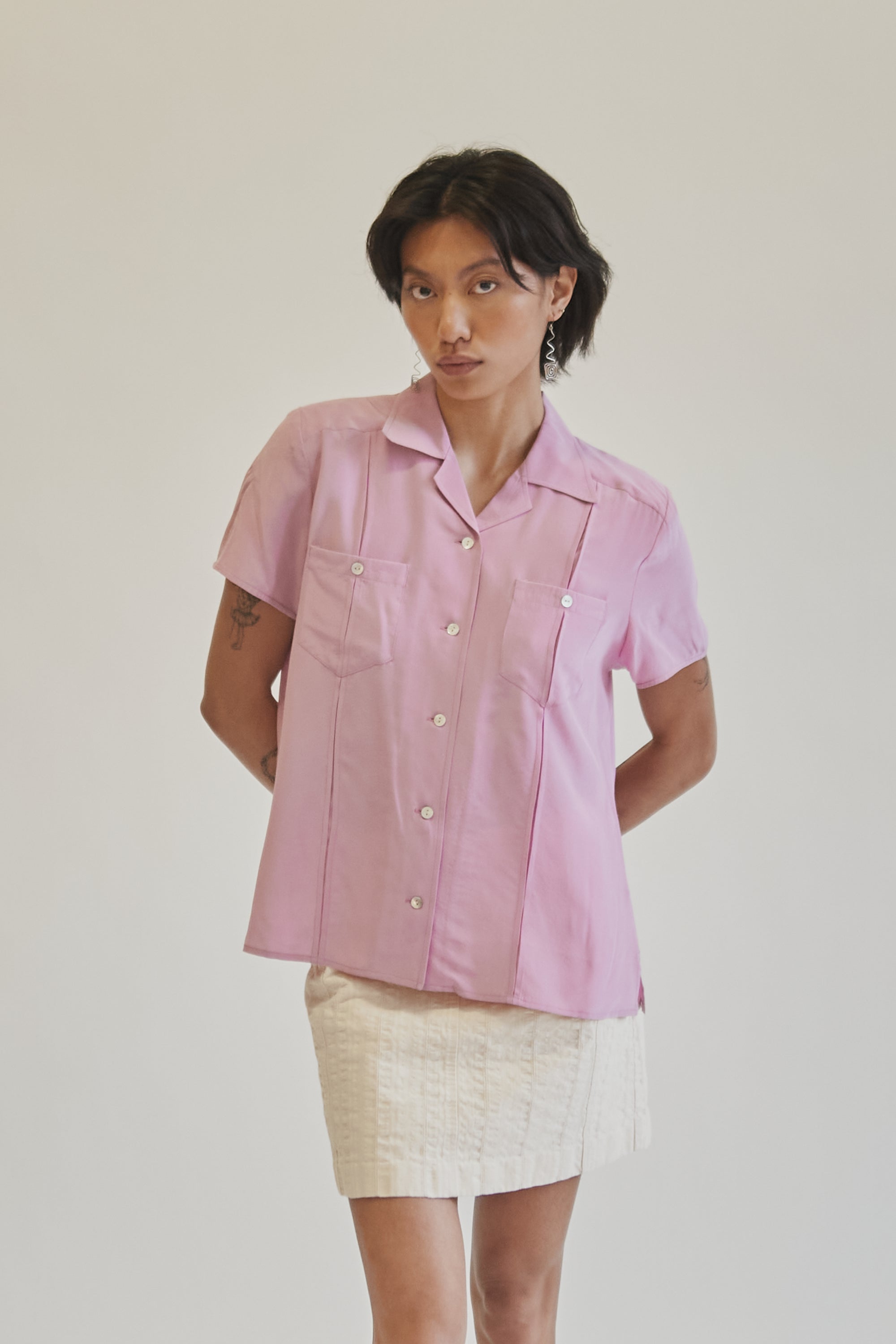 Petal Silk Short Sleeve Blouse - Hey Jude