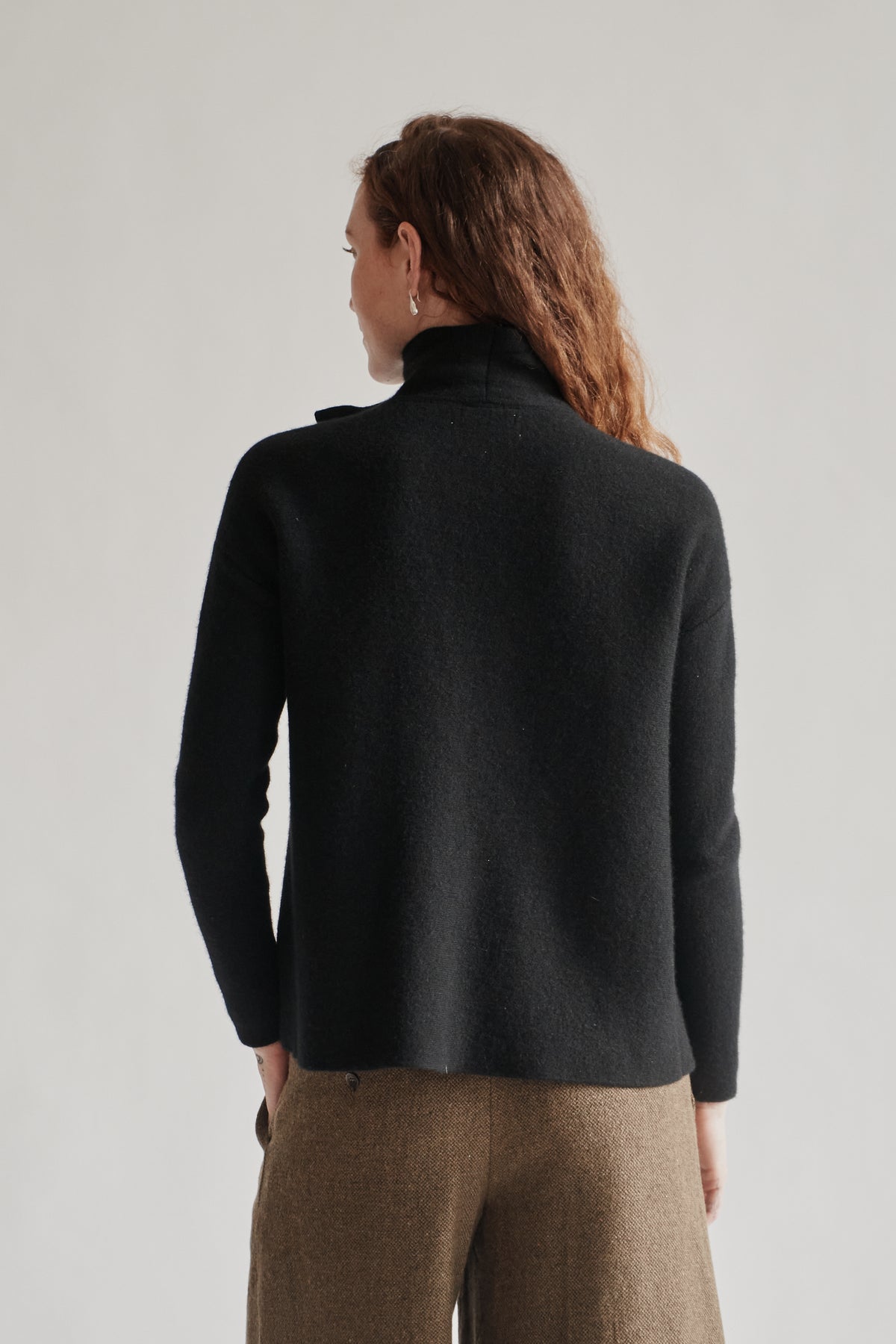 Black Asymmetrical Cashmere Wrap Cardigan - Hey Jude
