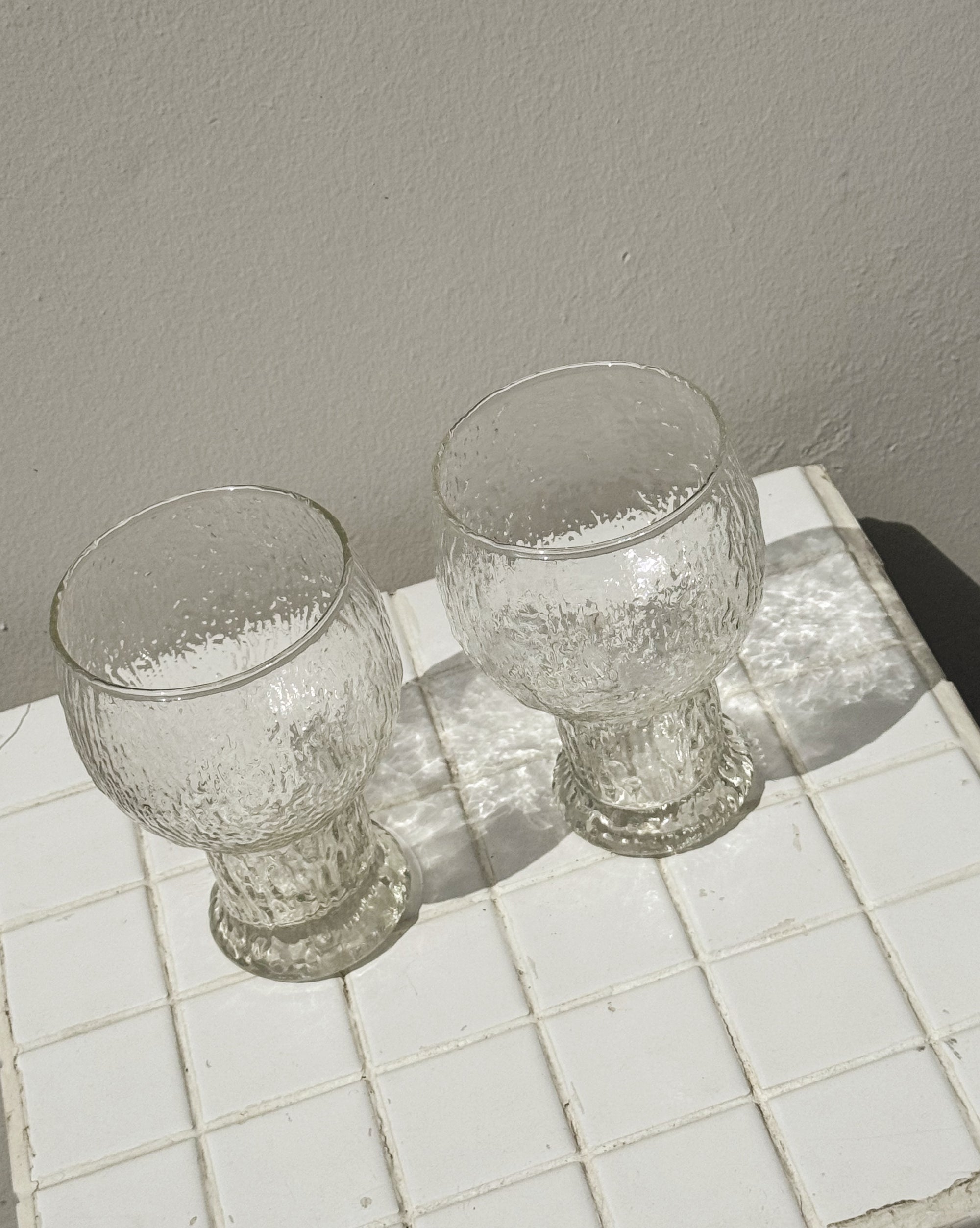 Textured Clear Glass Goblets - Hey Jude