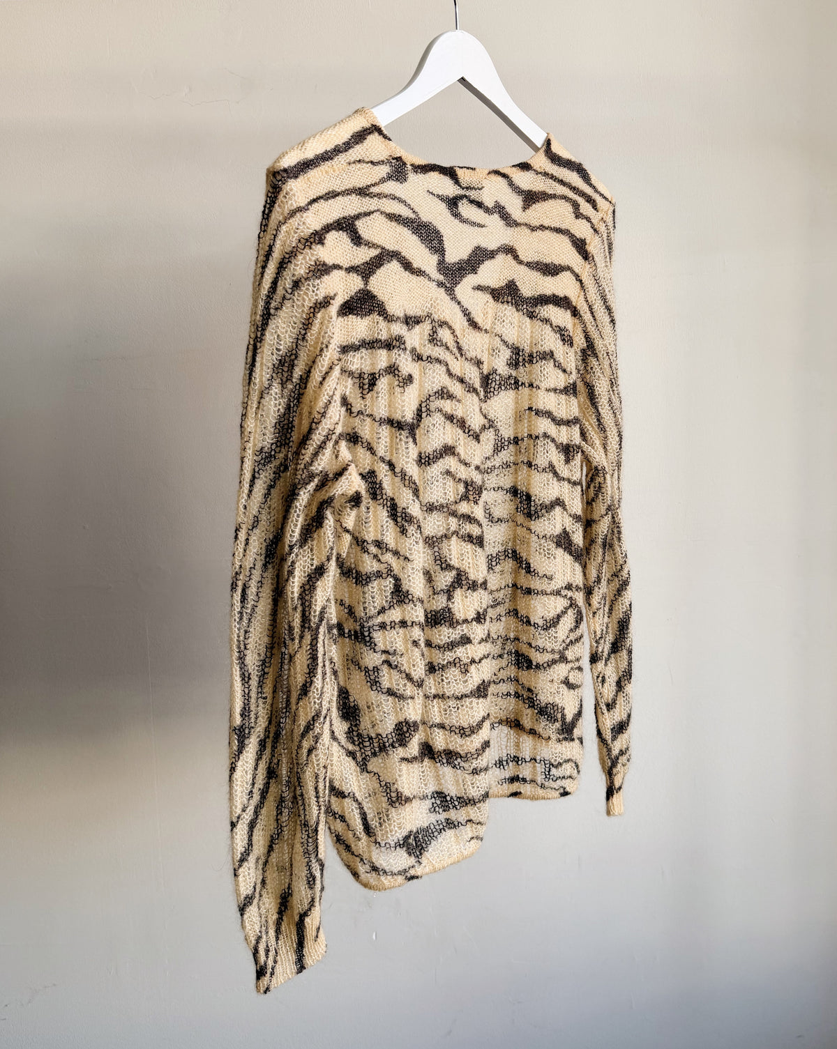 Zebra Print Mohair V-neck Knit