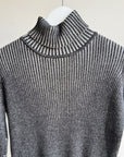 Smoke Ribbed Cotton Turtleneck