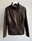 Carob Asymmetrical Zip Leather Jacket
