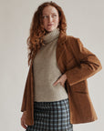 Toffee Suede Leather Midi Coat