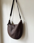 Russet Pebbled Leather Half Moon Bag