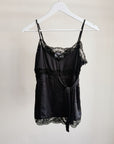 Black Lace Trimmed Silk Tank