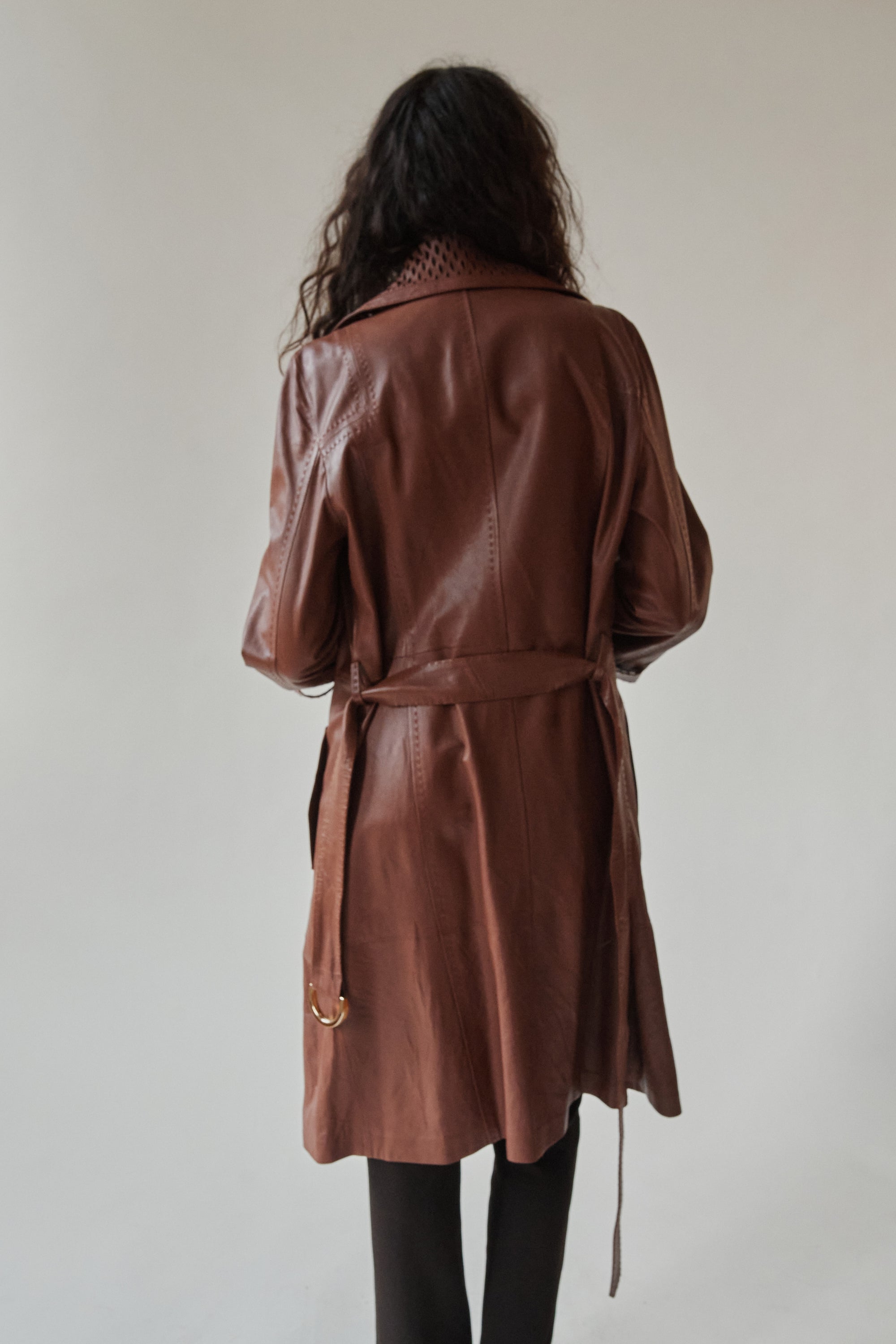 Vintage Escada Brown Leather Trench
