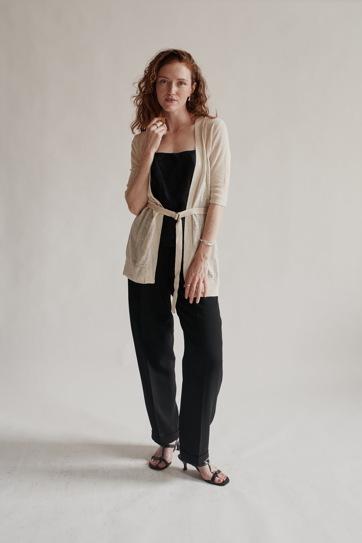 Cream Cotton + Linen Knit Cardigan
