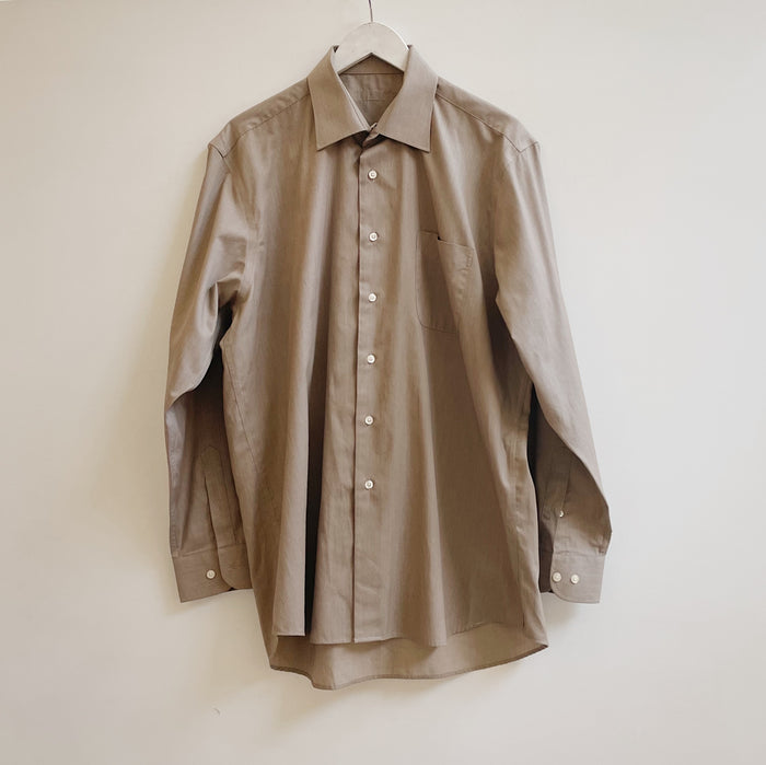 Ash Brown Cotton Button Down