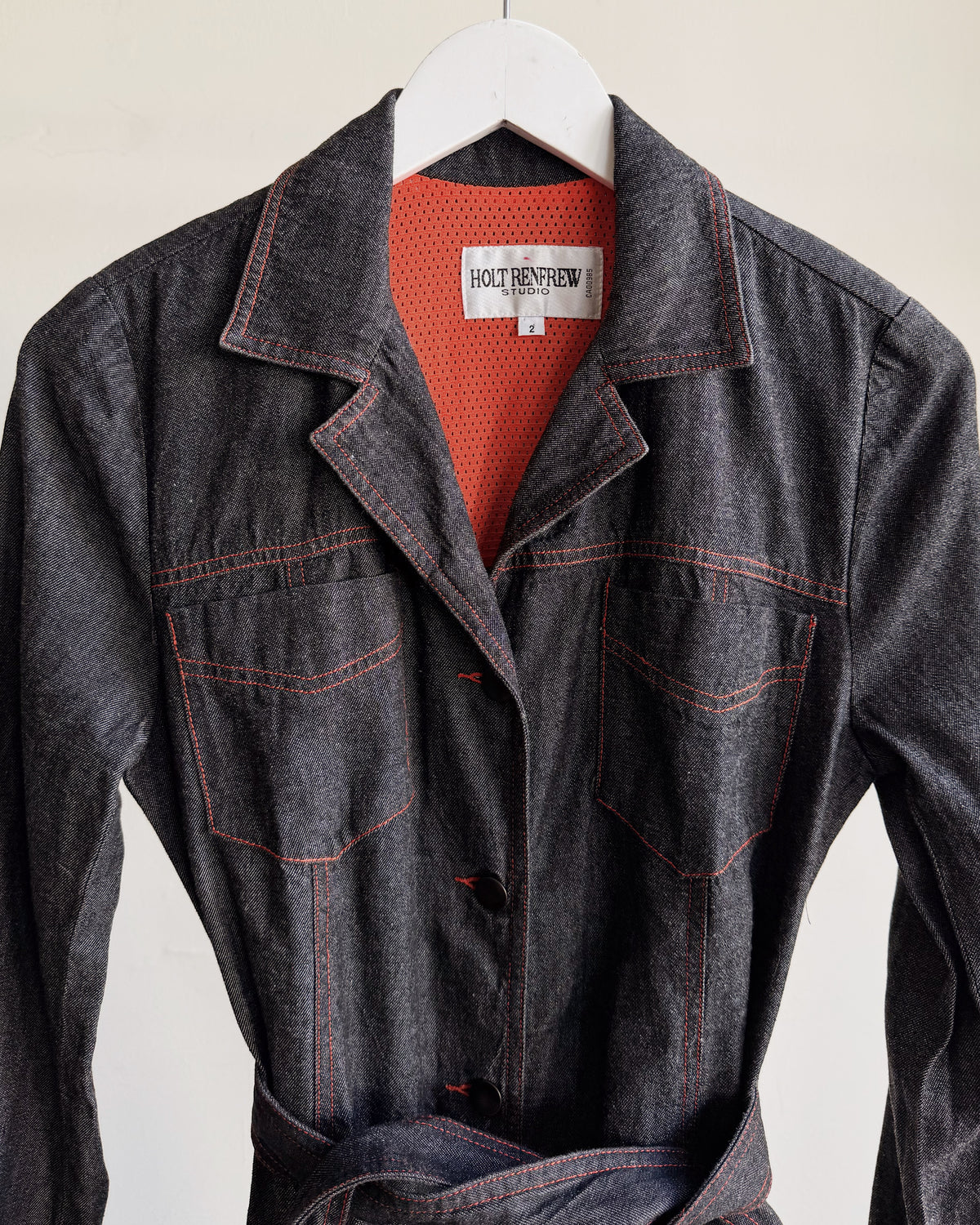 Denim Long Belted Trench Coat