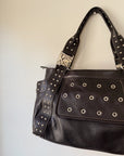 Dark Chocolate Studded Leather Bag