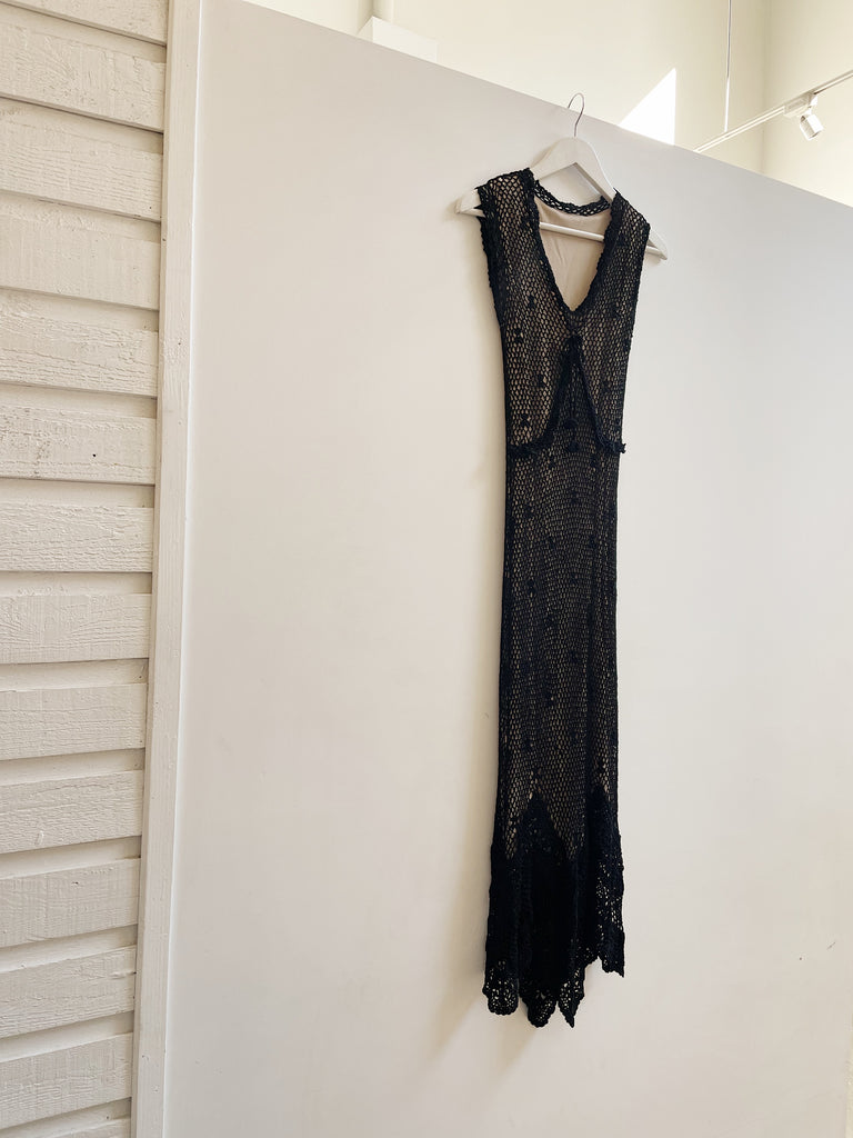 Black Crochet Net Dress