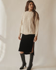 Cream Pure Wool Cable Knit Sweater