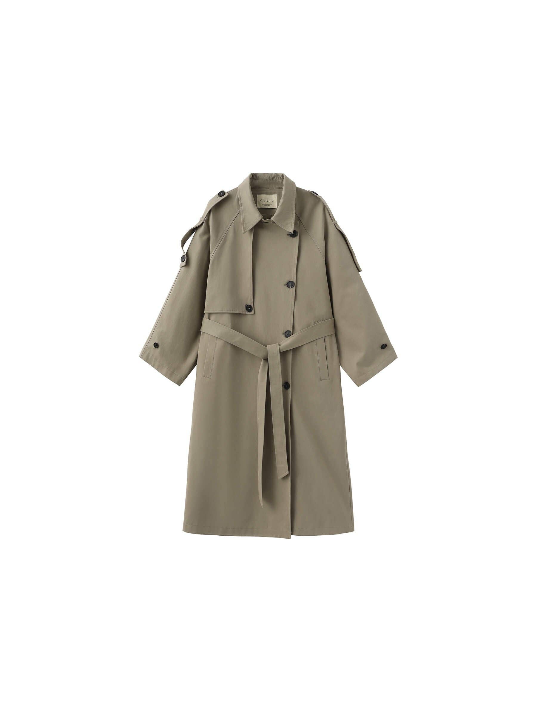 Cubic | Cotton Oversized Mid-Length Trench in Dark Sea Green