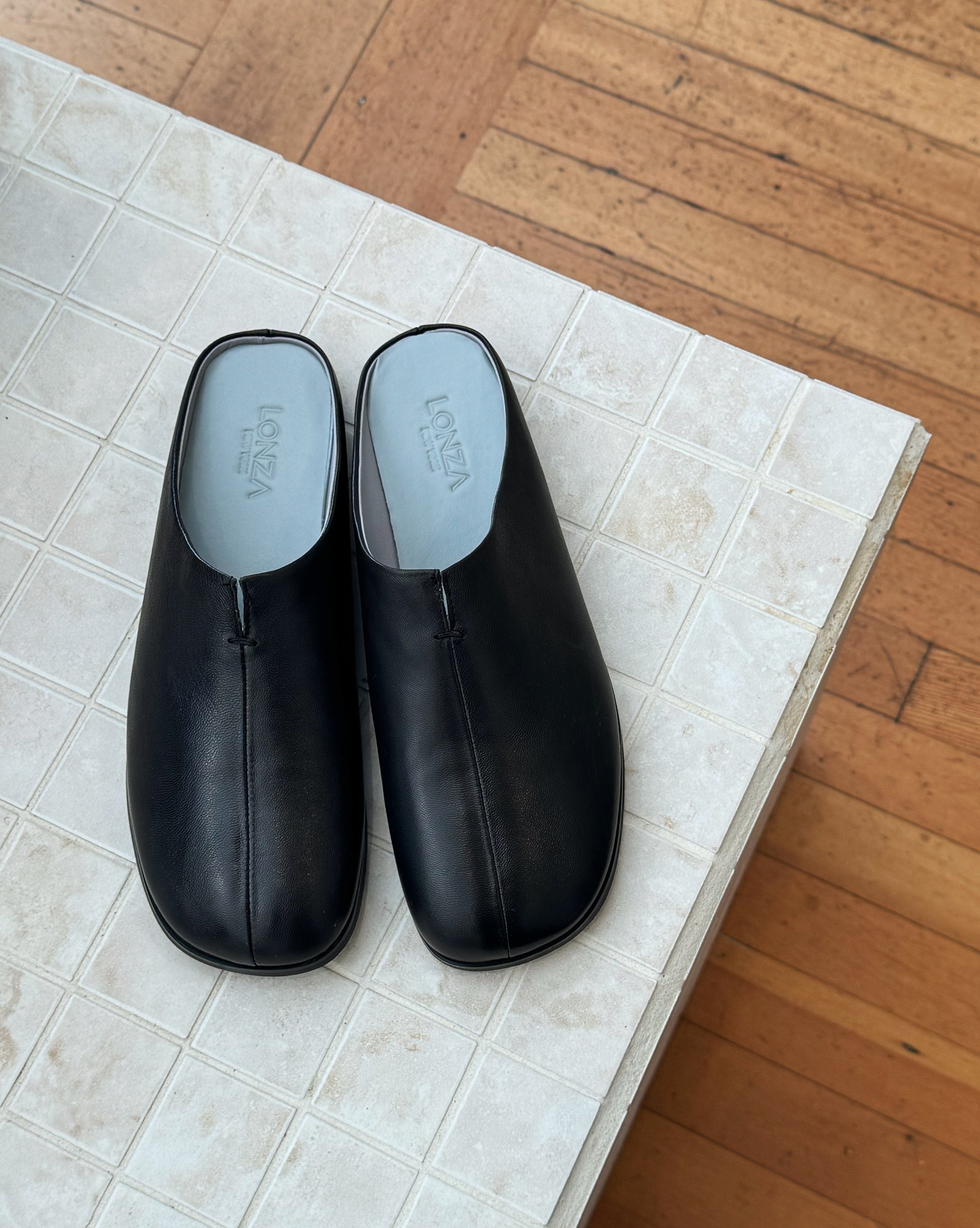 Lonza | Corfu Leather Mules in Black - Hey Jude