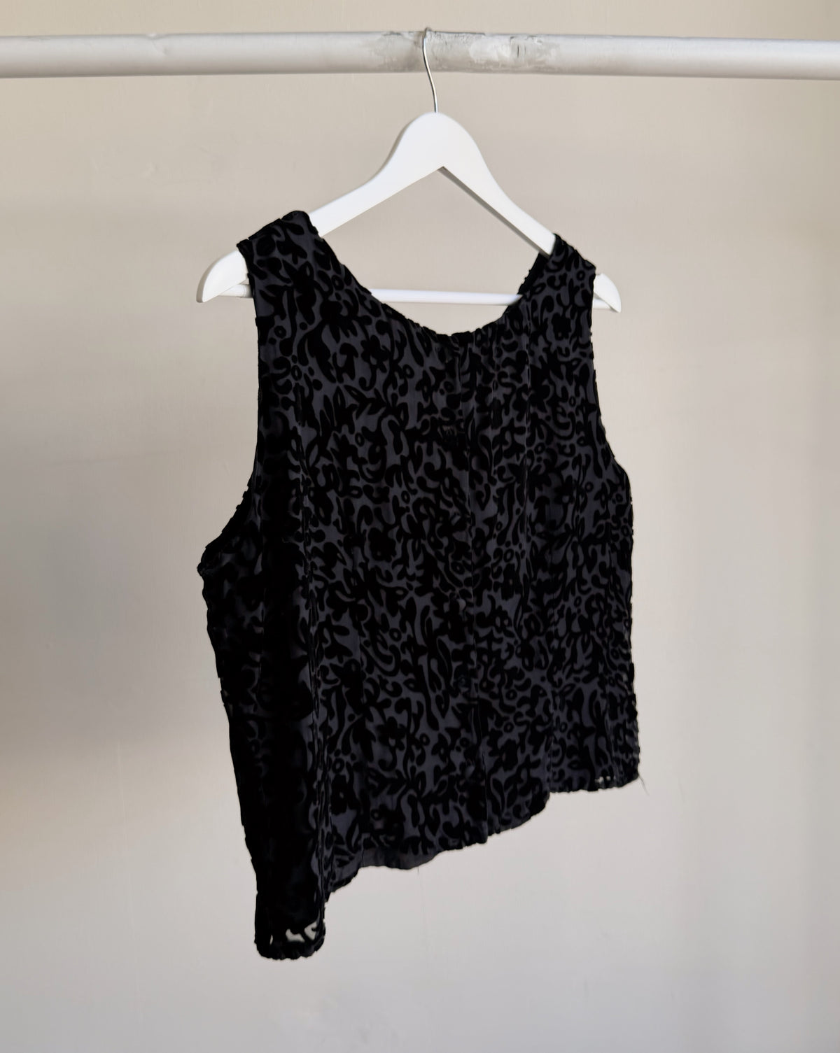 Black Burnout Floral Sleeveless Top