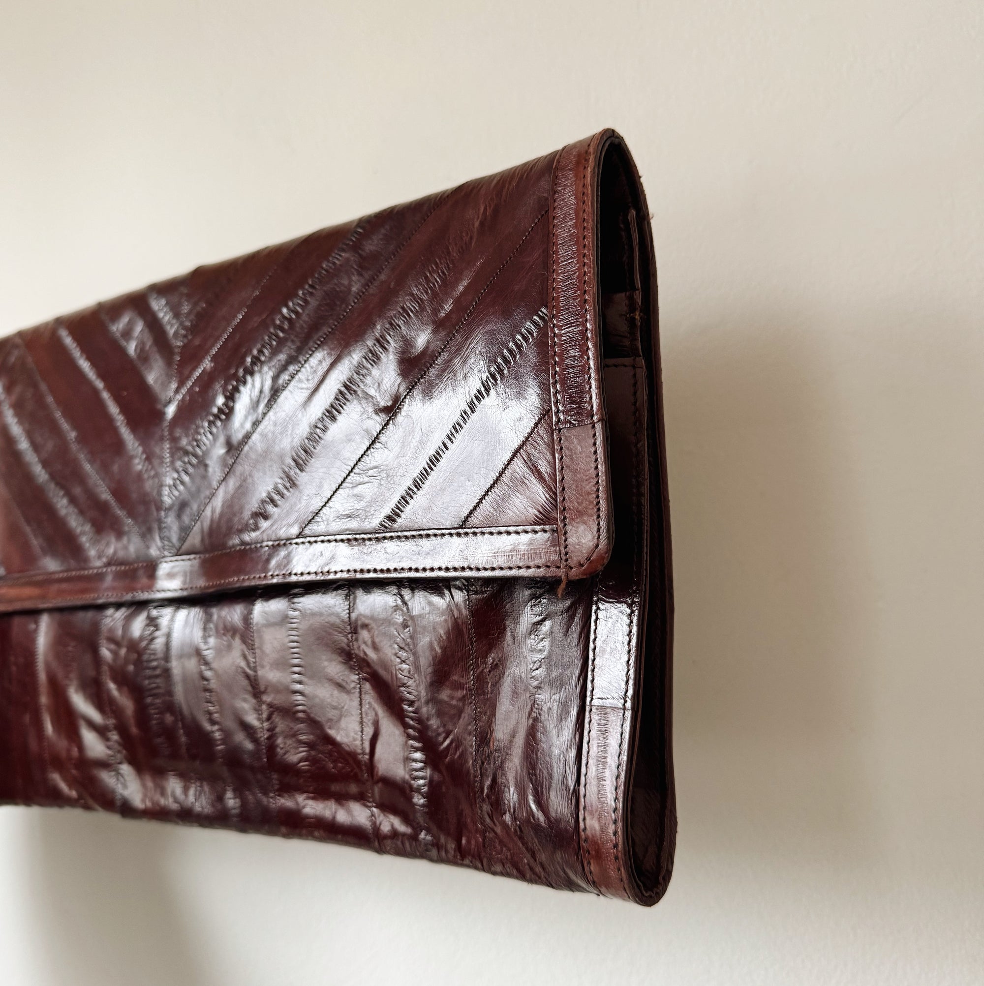 Bordeaux Eelskin Leather Clutch - Hey Jude