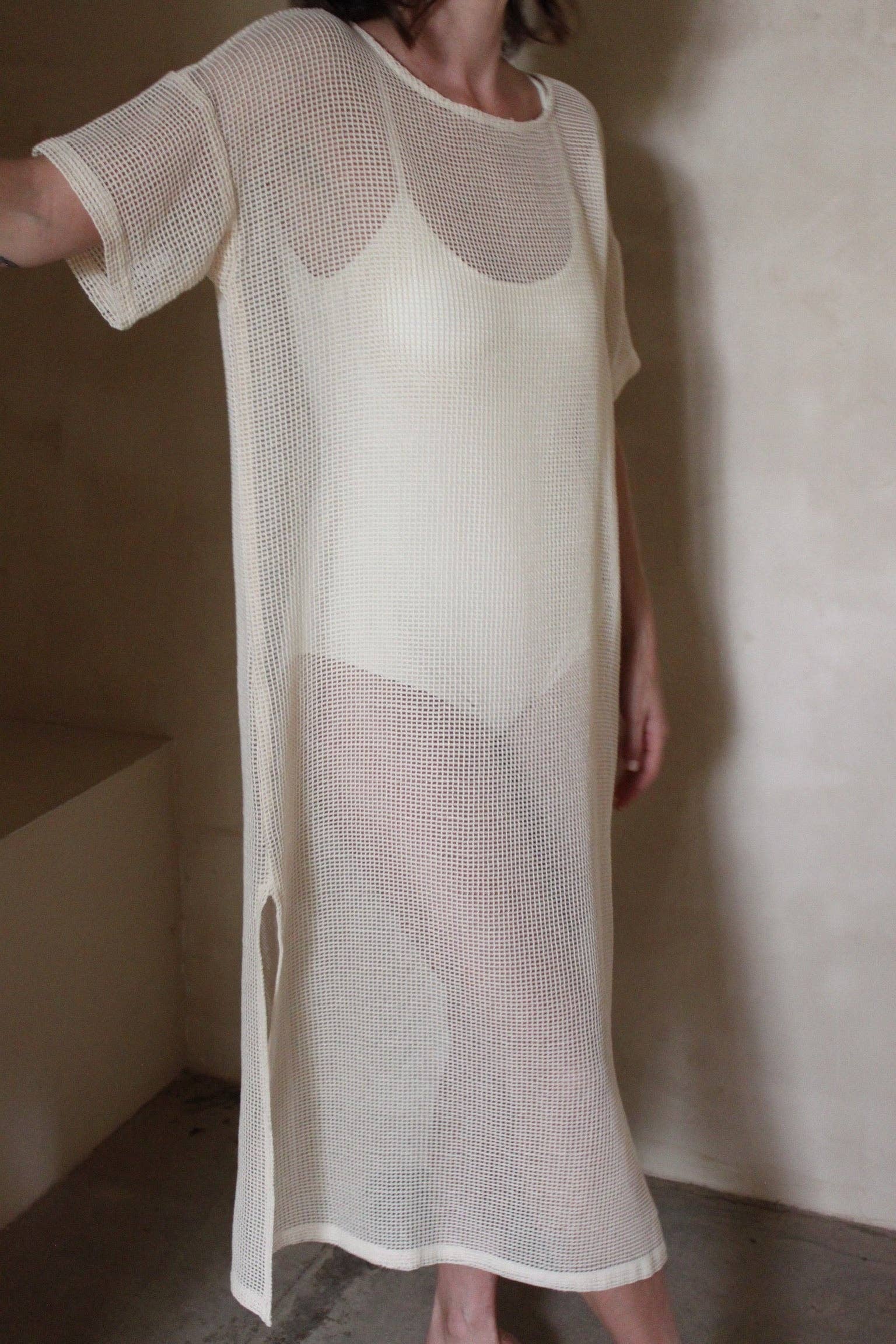 Na Nin | Lenny Netted Cotton Dress in Ecru