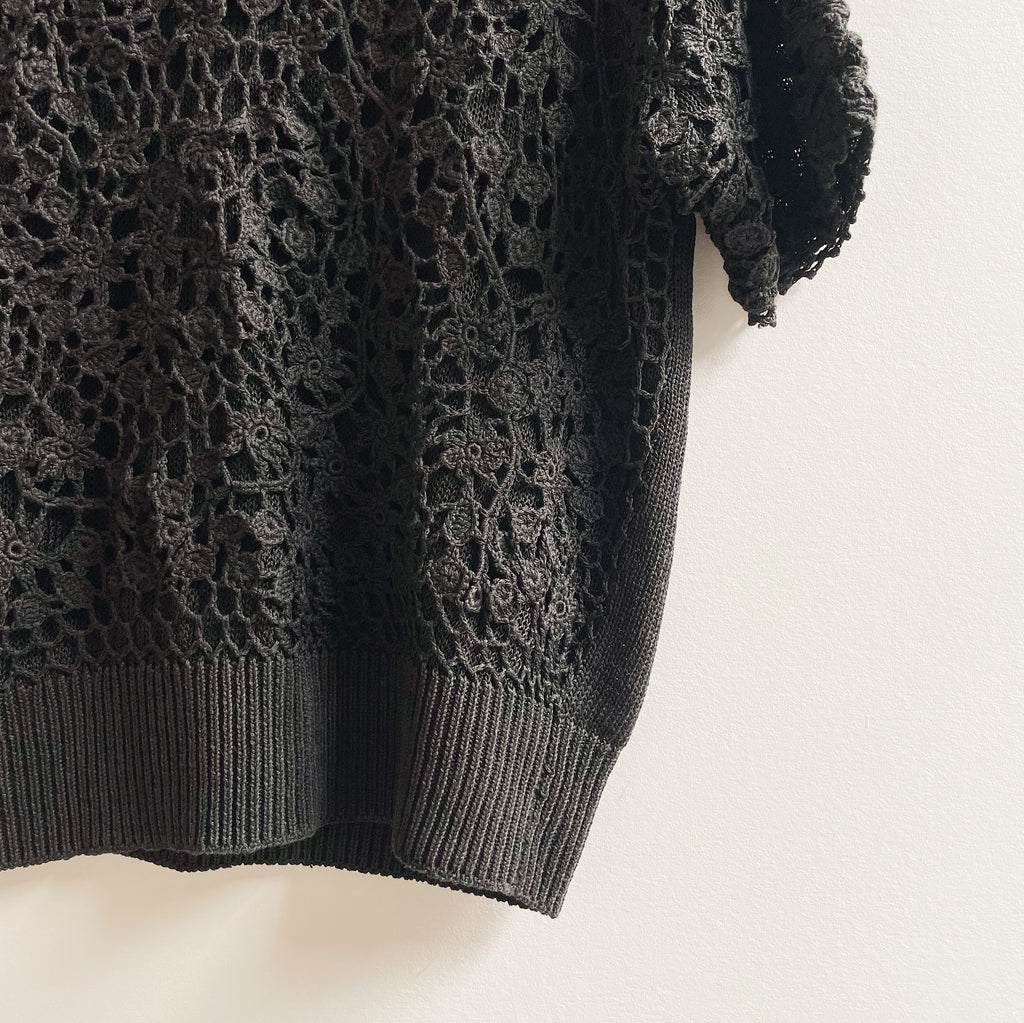Black Floral Crochet Top
