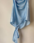 hijulez | Silk Draped Halter Top in Baby Blue