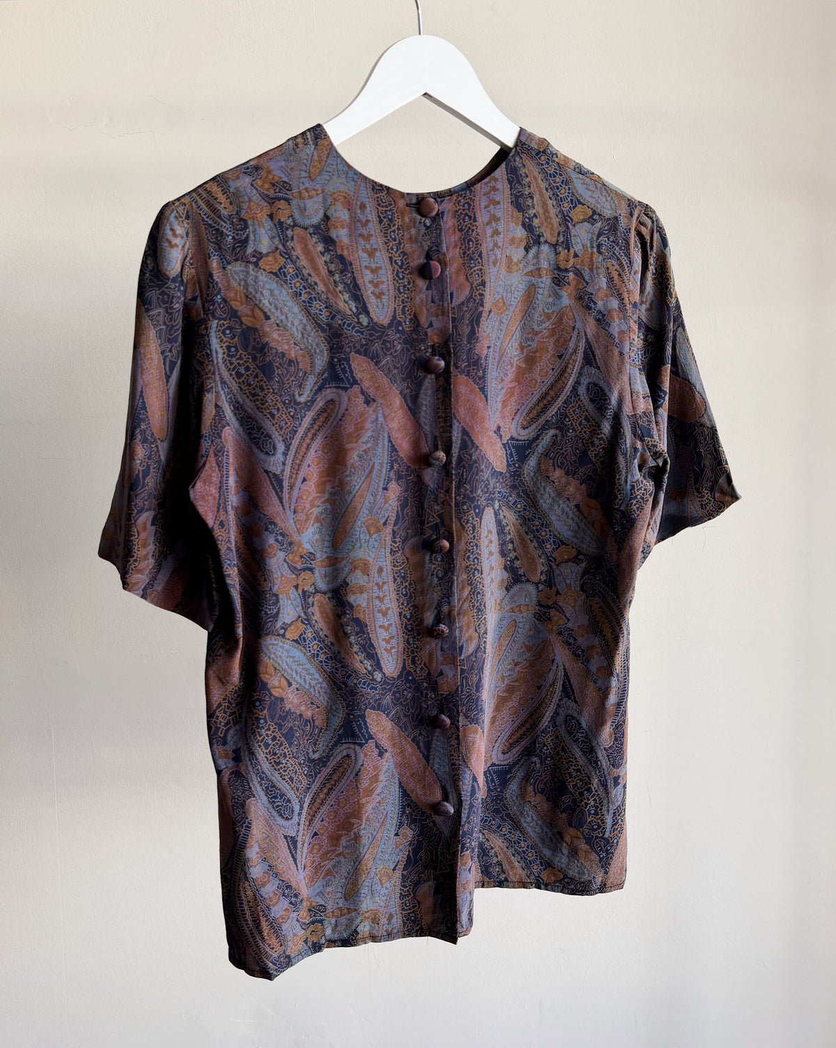 Navy Paisley Silk Tee