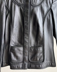 Black Round Collar Leather Jacket