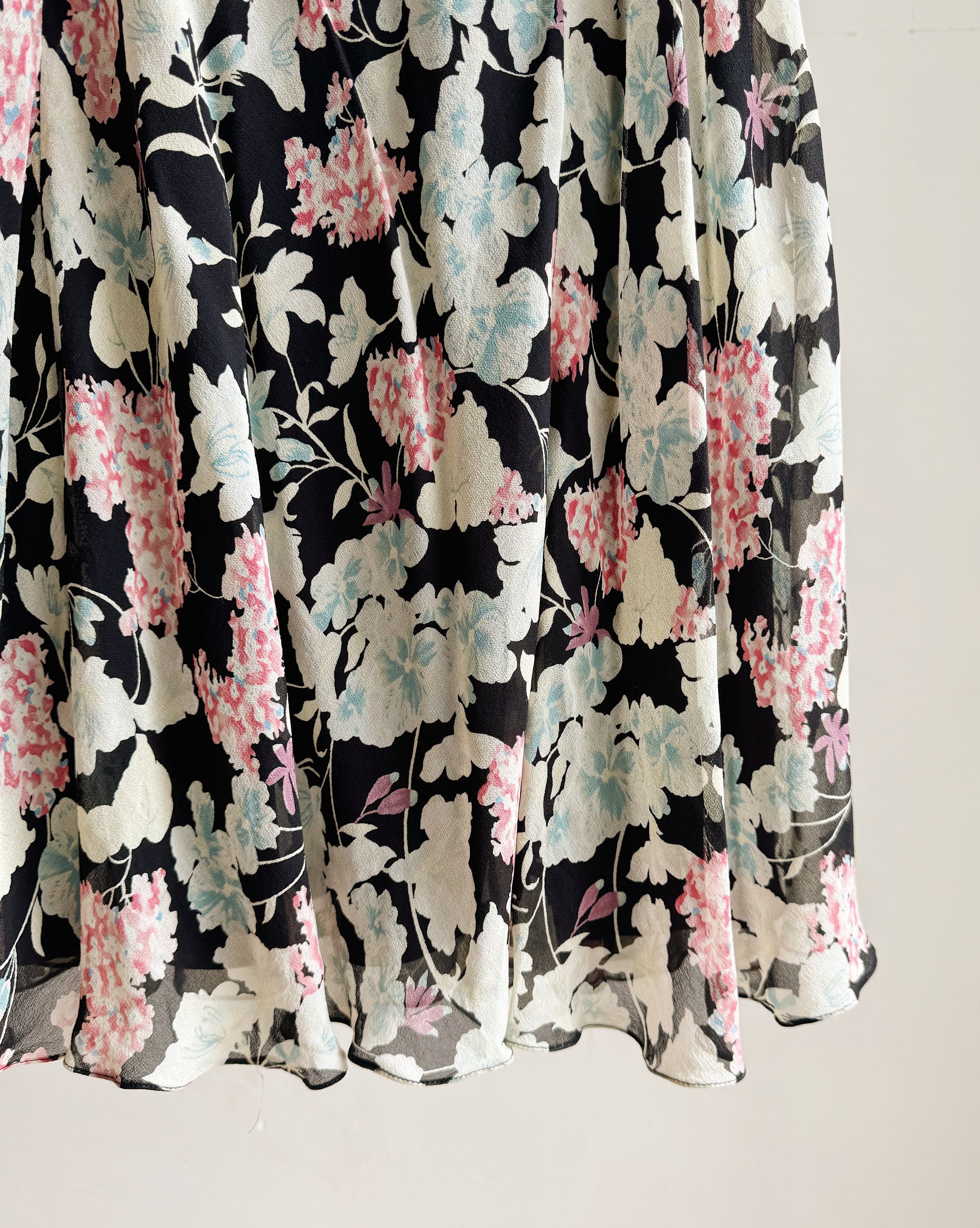 Midnight Floral Silk Midi Skirt