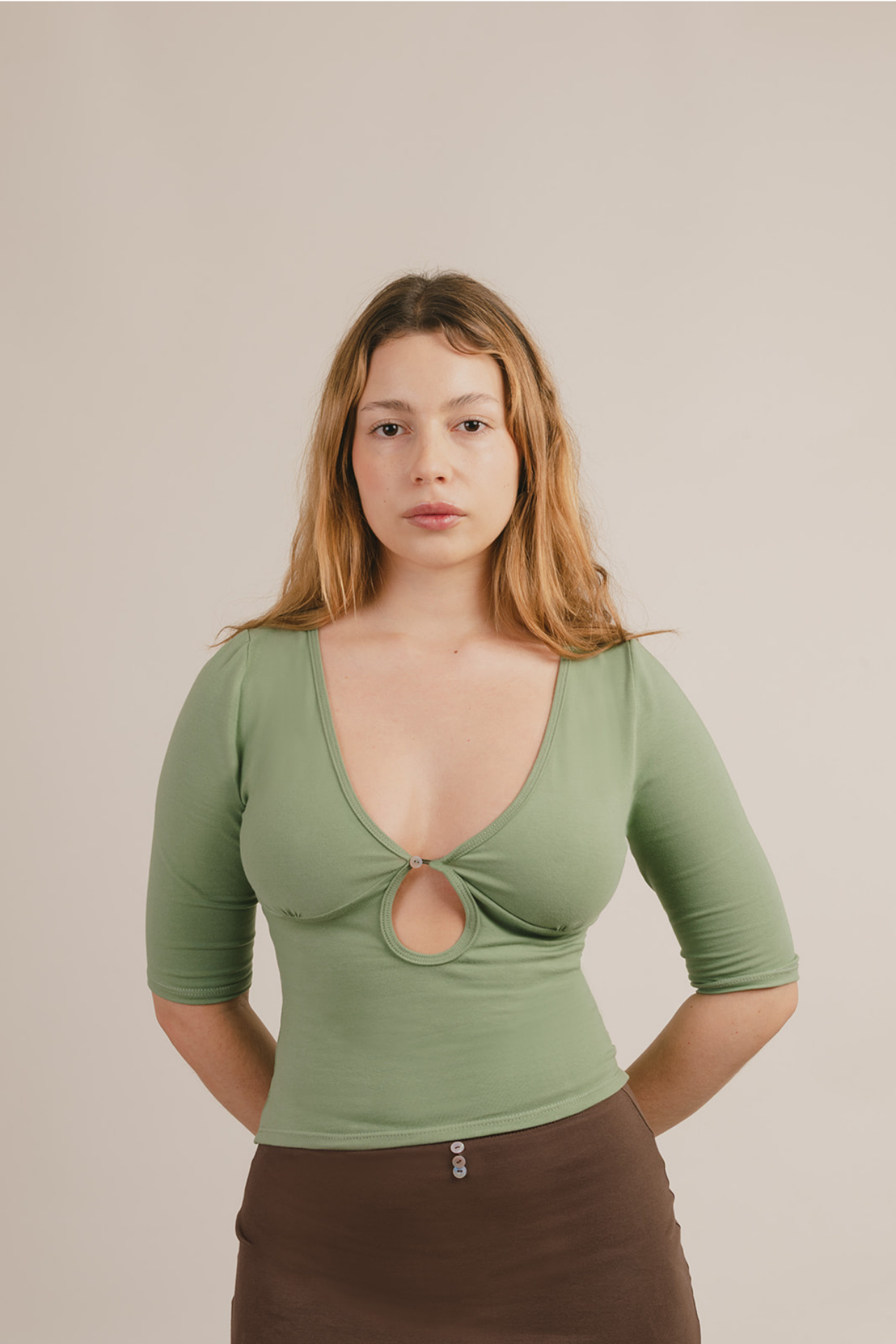 MPAZ STUDIO | Alma Keyhole Top in Apple Green - Hey Jude