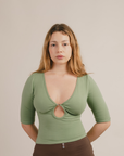 MPAZ STUDIO | Alma Keyhole Top in Apple Green - Hey Jude
