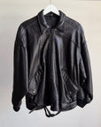 Carbon Textured Leather Bomber - Hey Jude