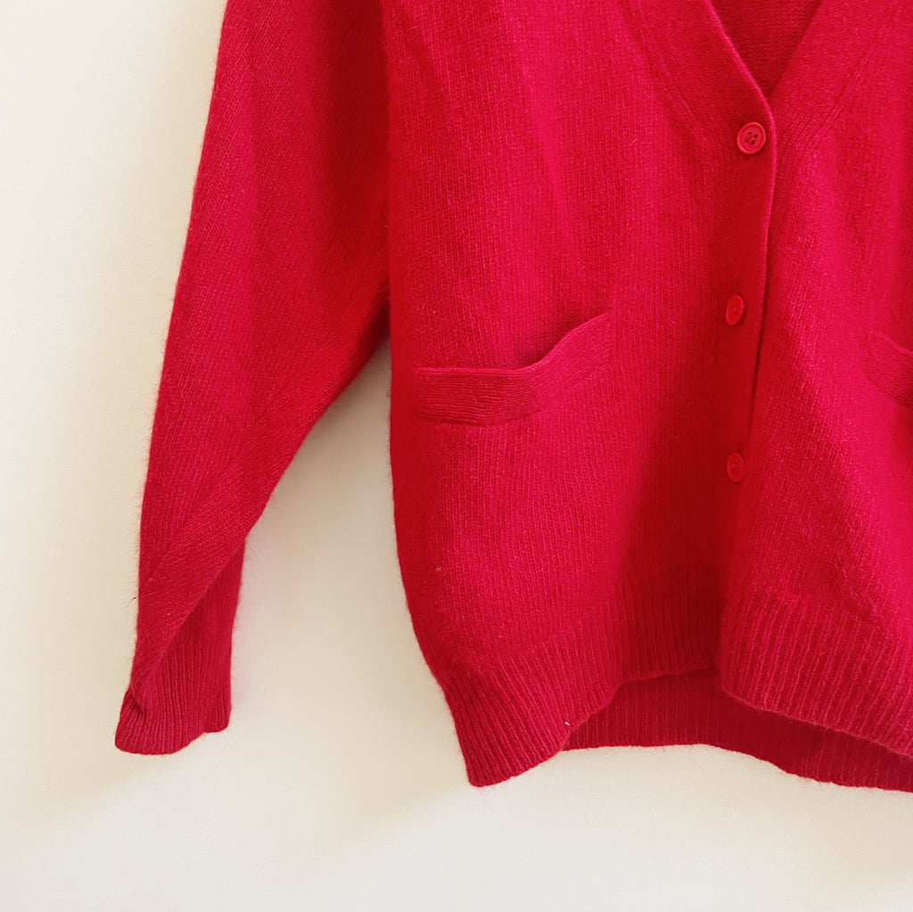 Crimson Lambswool V-Neck Cardigan