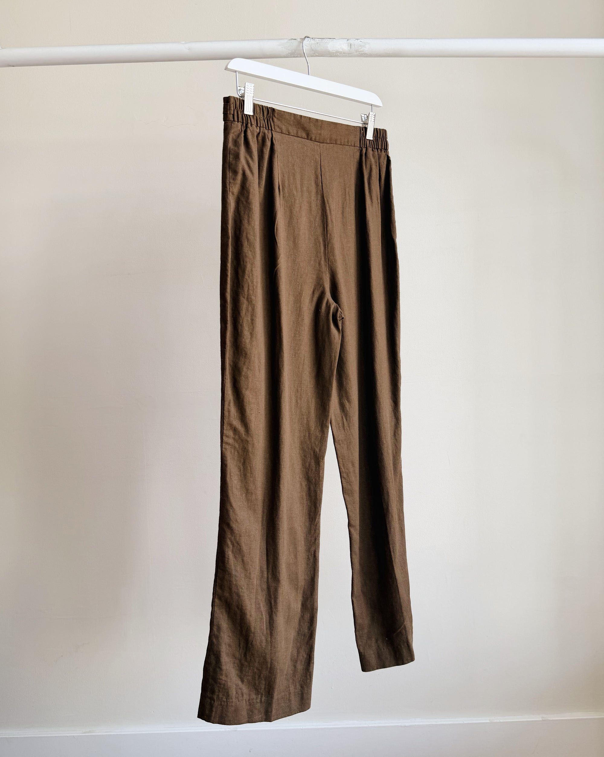 Chocolate Linen Straight Pants