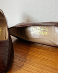 Ferragamo Auburn Croc Leather Pumps | Size 5 - Hey Jude