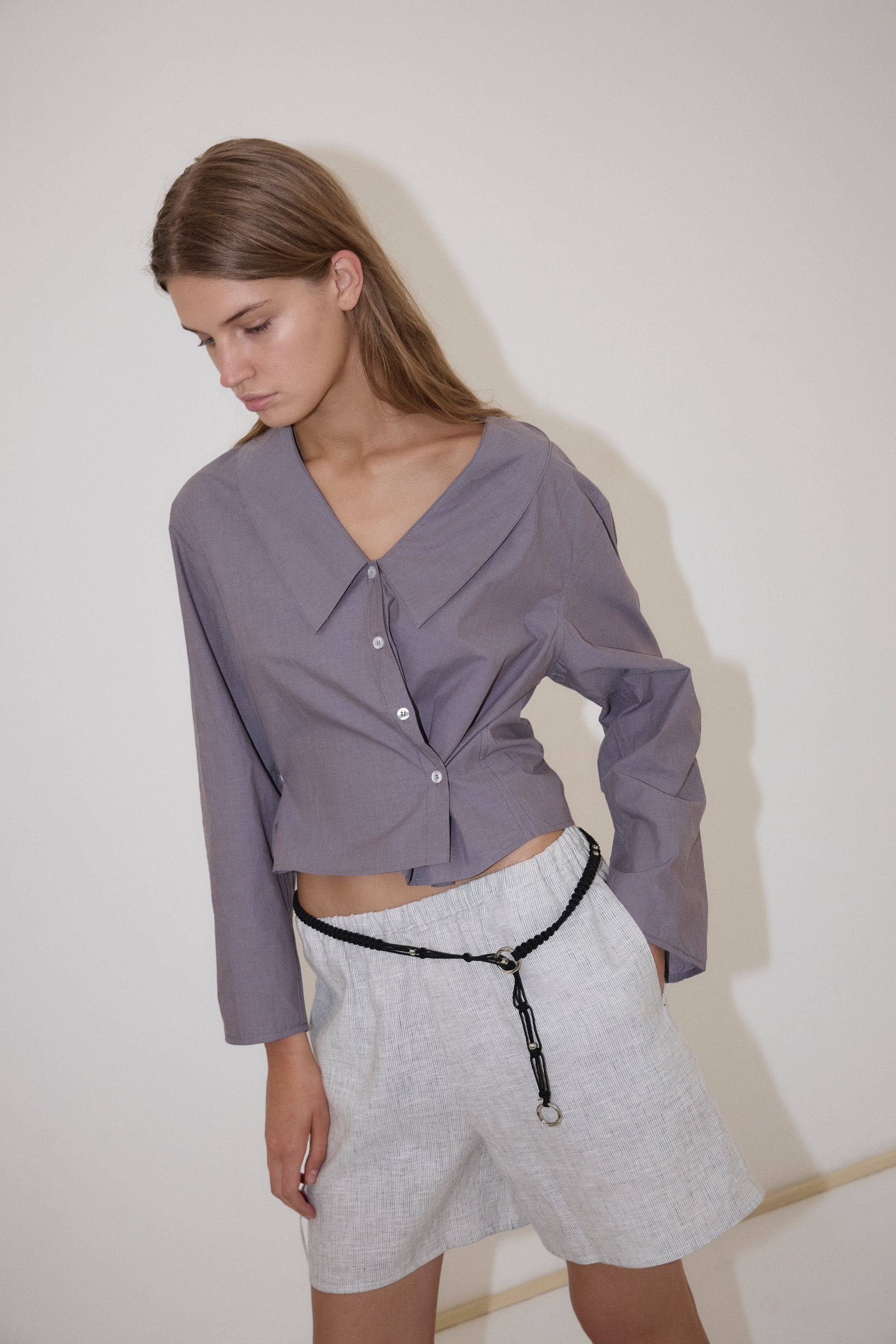 Deiji Studios | Waist Button Shirt in Currant - Hey Jude