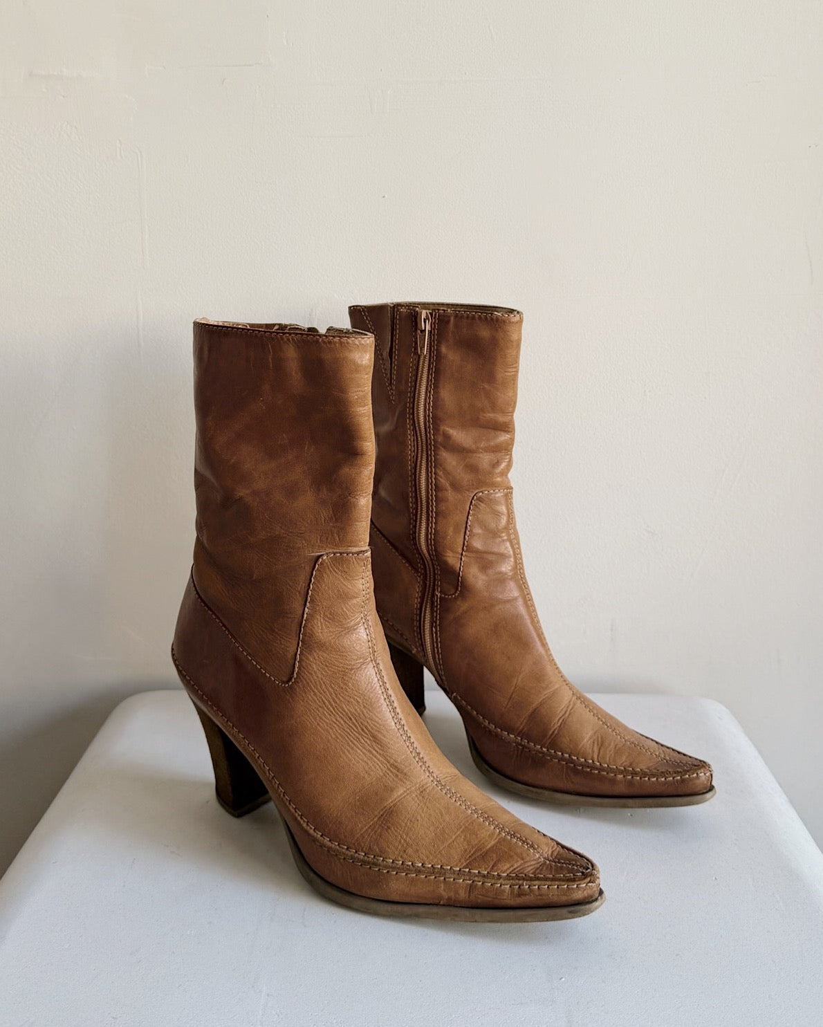 Camel Leather Western Boots  | Size 8