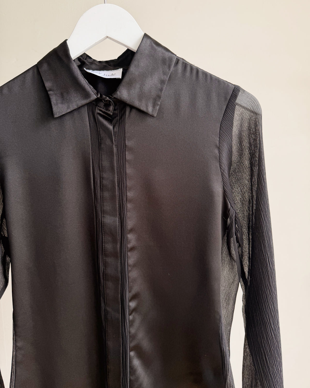 Onyx Mixed Silk Long Sleeve Blouse - Hey Jude