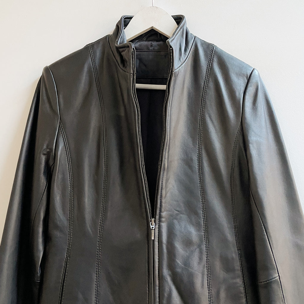 Midnight Panelled Leather Moto Jacket