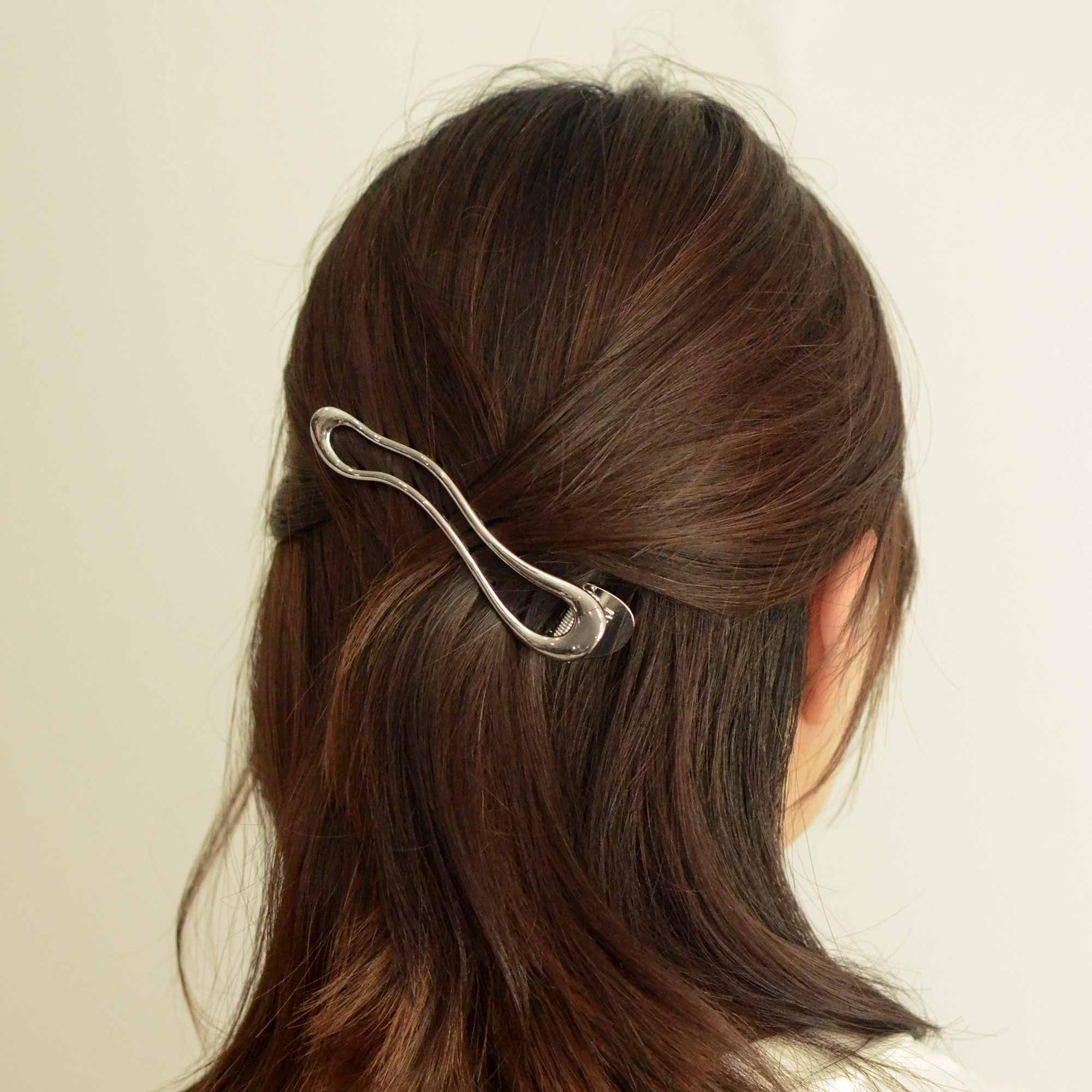 nar&#39;sha | Long Silver Metal Hair Clip
