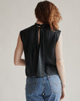 Onyx Boxy Silk Tie Blouse - Hey Jude