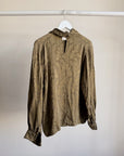 Olive Jacquard  Silk Blouse