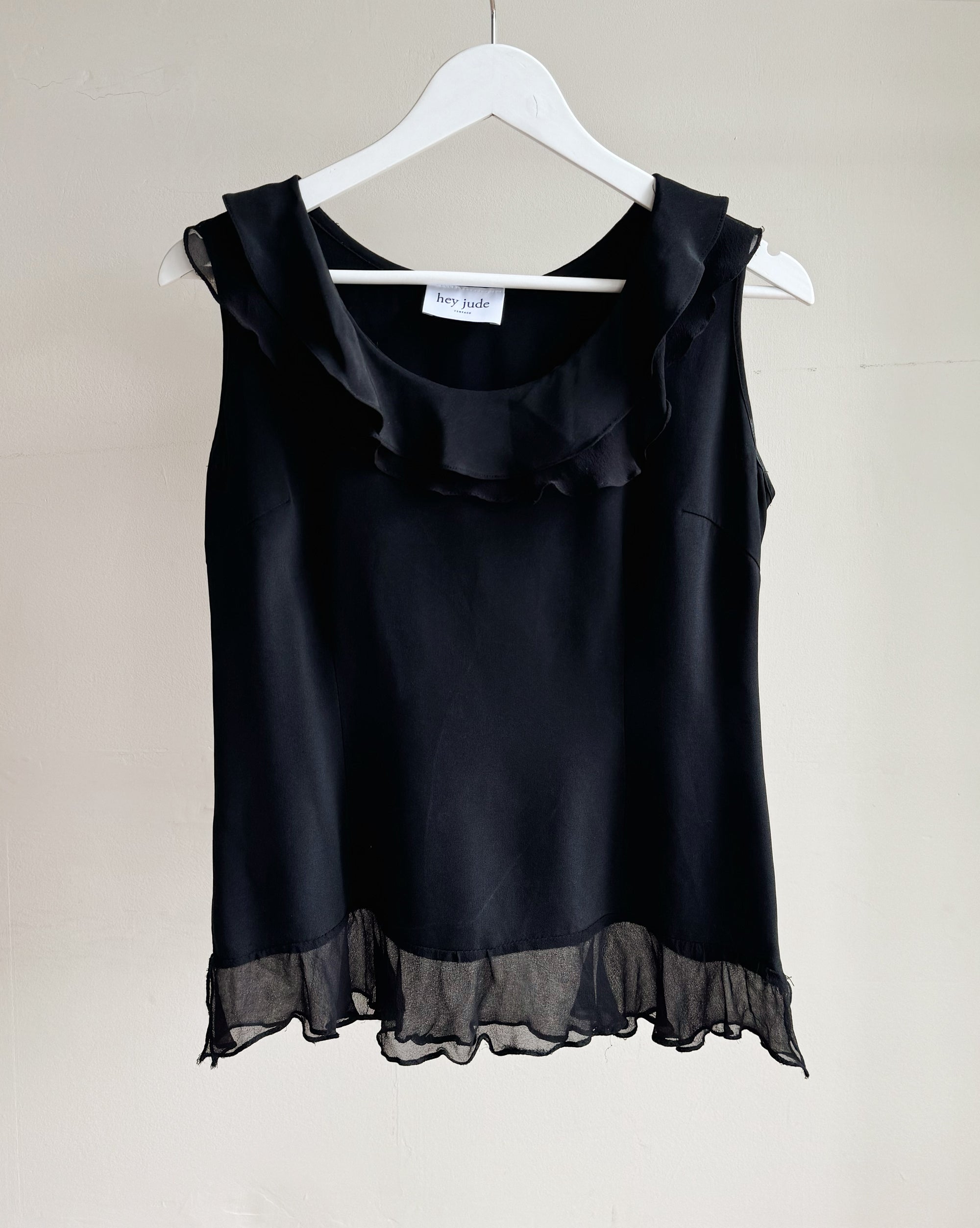 Black Silk Ruffle Tank - Hey Jude