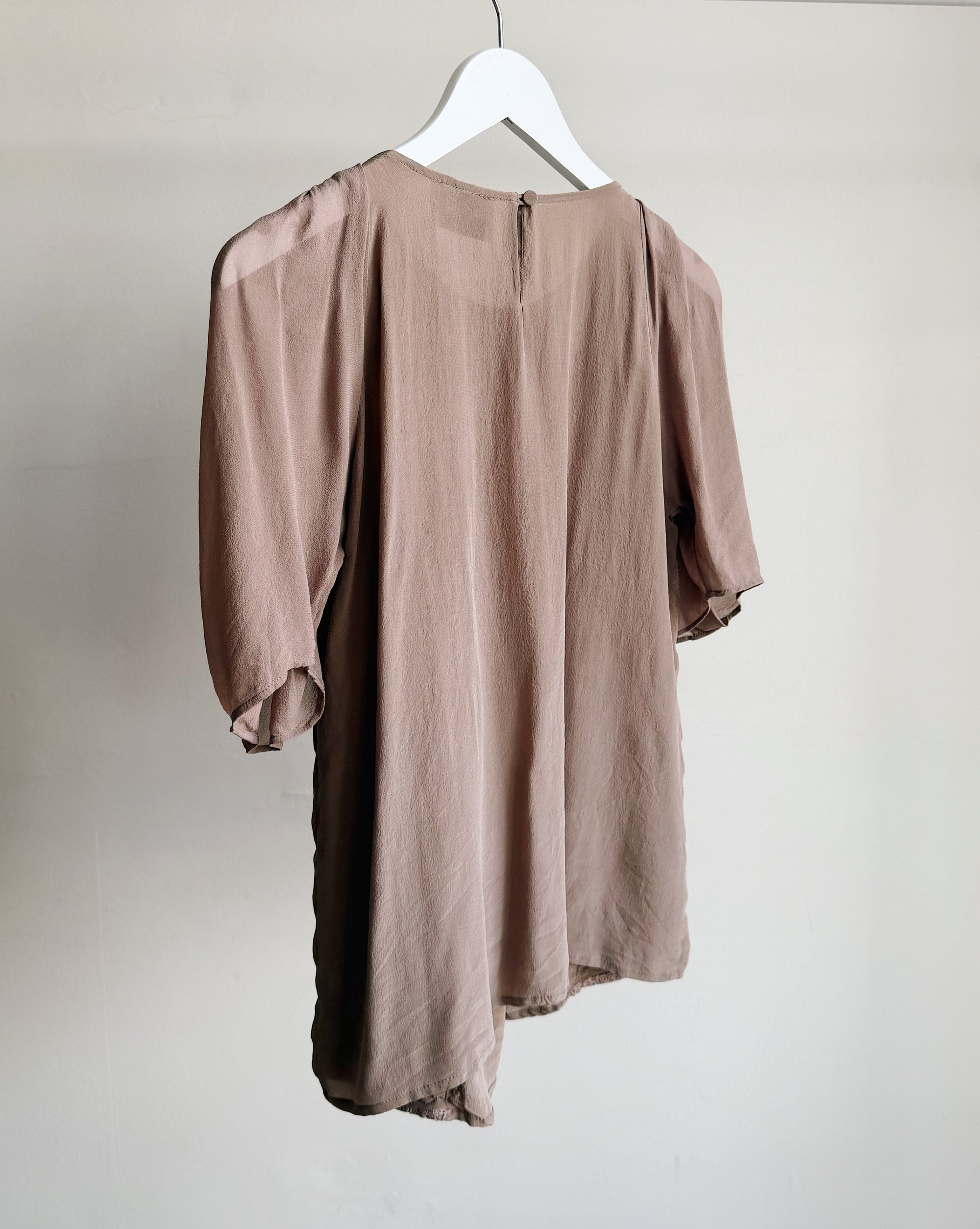 Mocha Silk Lace Detail Top