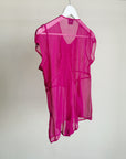 Berry Y2K Sheer Silk Ruffle Blouse