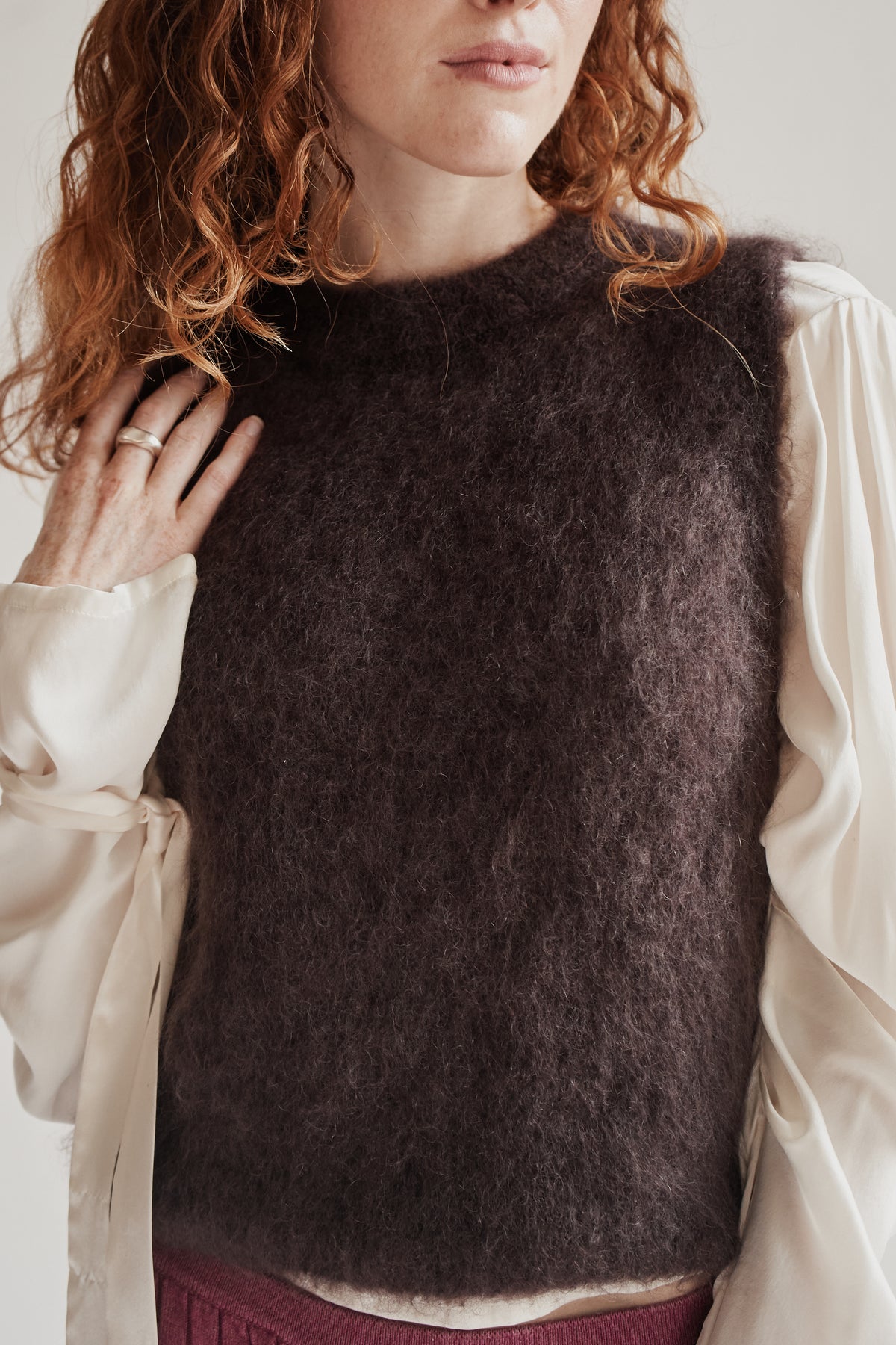 Umber Mohair Knit Vest